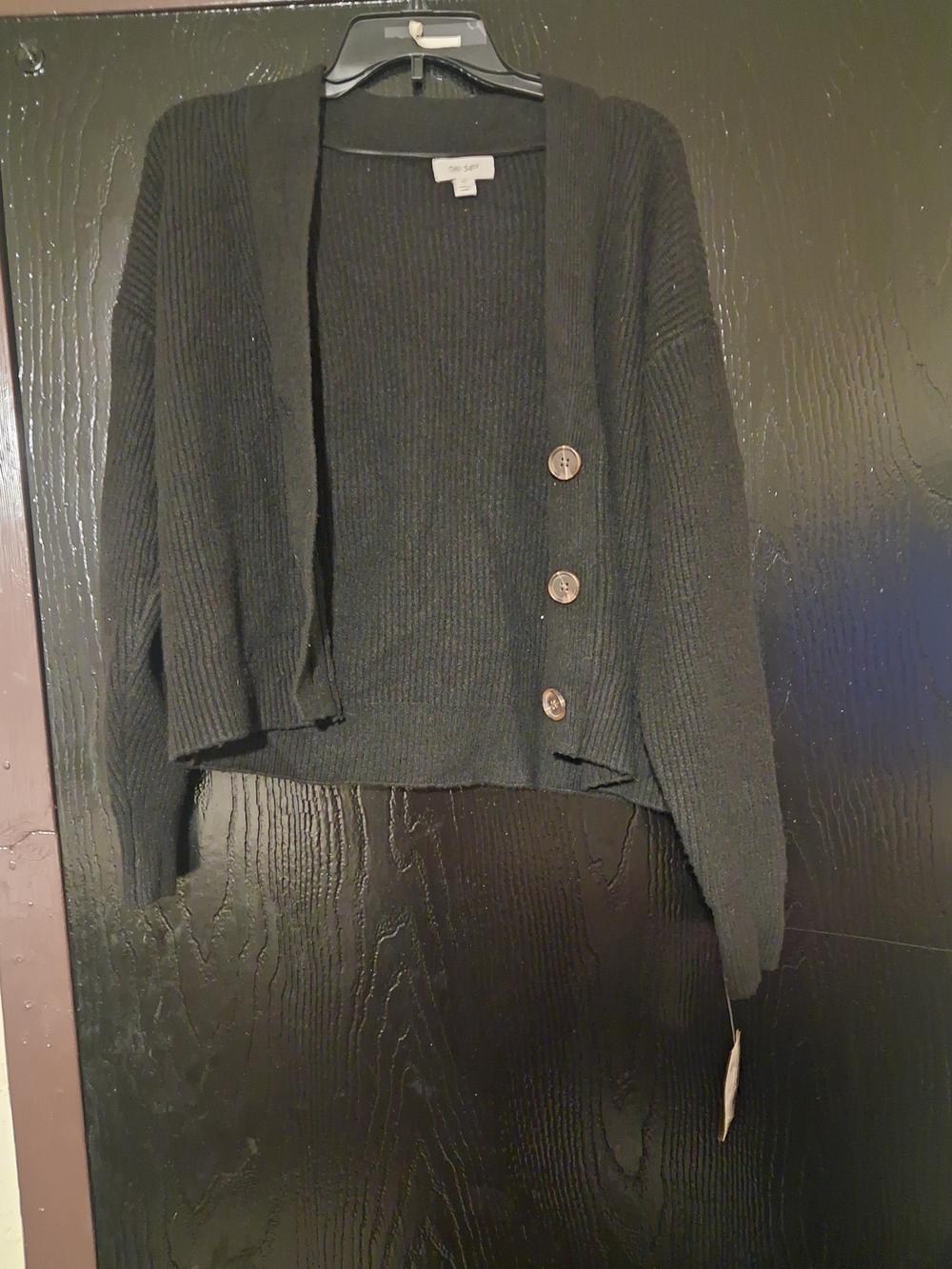 On 34th Black Ribbed Button-Front Sweater Cardigan Size Xsmall NWT